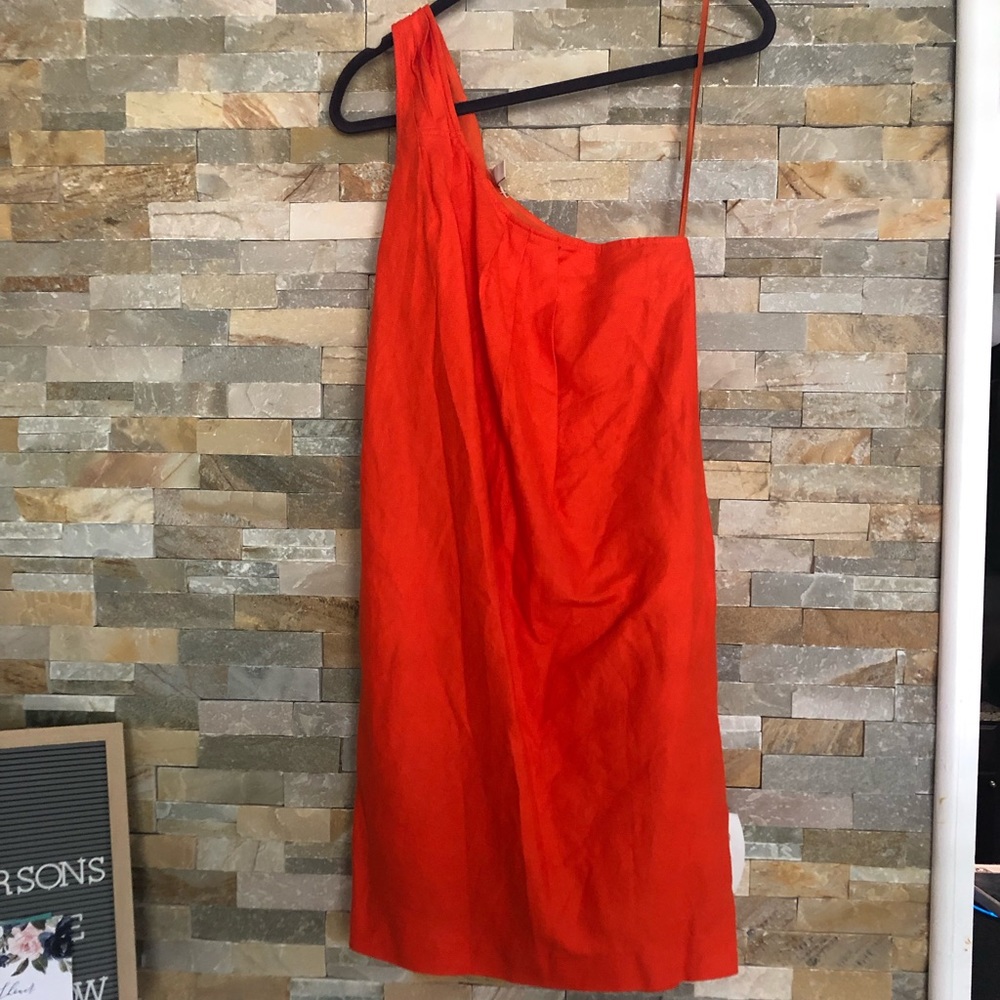 J Crew-orange- one shoulder- size 0 dress